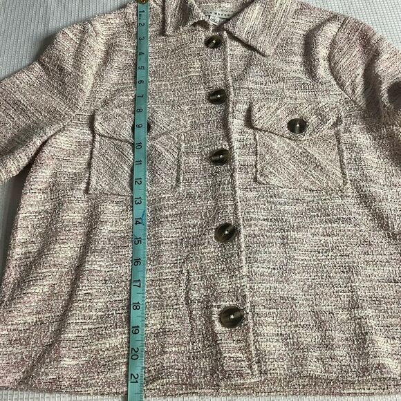 HAUTE MONDE Plaid Button-up Tweed Long Sleeves Top Shacket - Picture 8 of 9